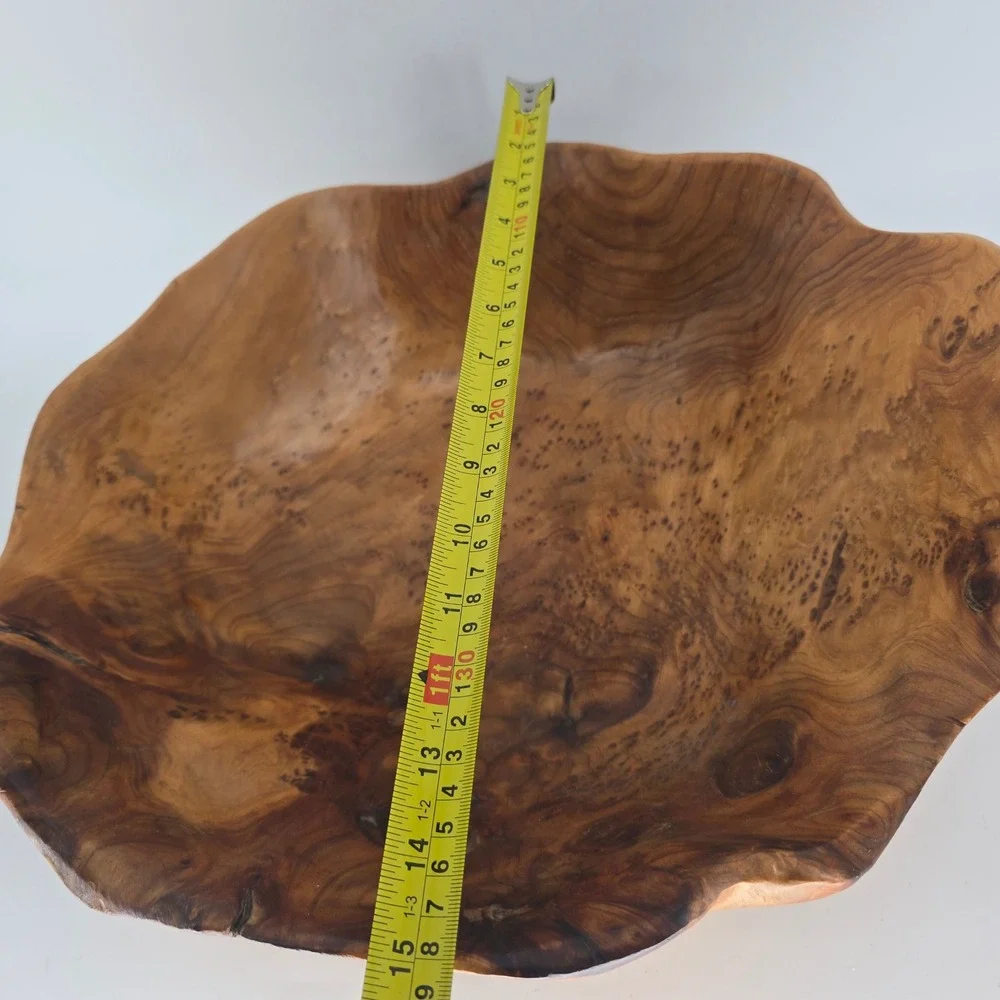 Live Edge Burl Wood Rustic Bowl Handcrafted Organic Turned Wood Art Signed JK